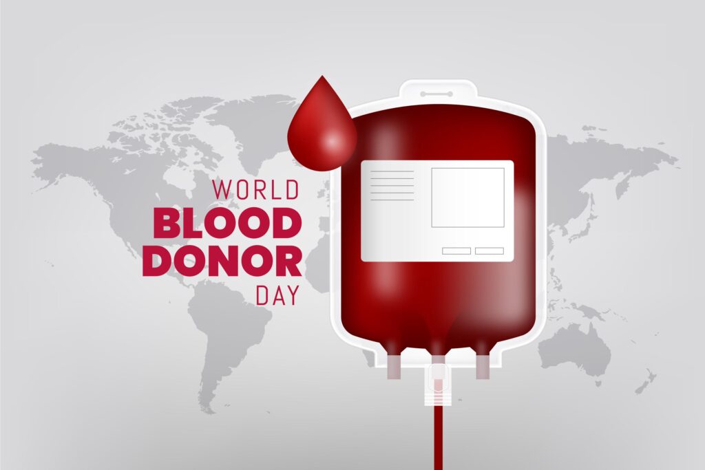 Realistic world blood donor day illustration